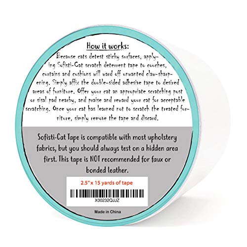 Sofisti-Cat Training Tape, Cat Tape for Furniture, Scratch Deterrent Keep Cats from Scratching Furniture with Our Double -Sided Repellent, 2.5" x 15' Roll - size: 2.5"x15' roll
