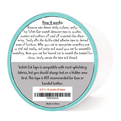 Sofisti-Cat Training Tape, Cat Tape for Furniture, Scratch Deterrent Keep Cats from Scratching Furniture with Our Double -Sided Repellent, 2.5" x 15' Roll - size: 2.5"x15' roll