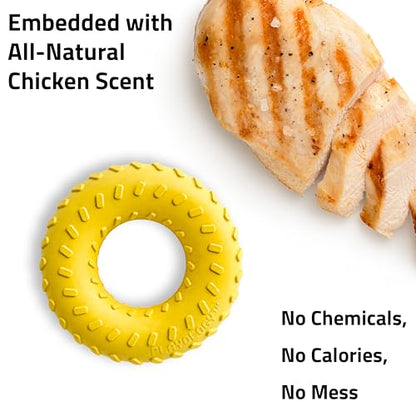 Playology Dog Toys | Dual Layer Ring Durable Dog Toy for Tough Chewers | Chicken Scented Jumbo Chew Toy for Large Dogs - size: Jumbo, style: Chicken