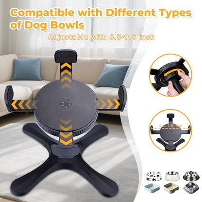 Elevated Slow Feeder Dog Bowl Adjustable Stand,Tilted ABS Base,Fits 5.5-9.5" Bowls, Anti-Spill & Non-Slip, Heavy Duty for Med/Large Dogs(with Round Bowls) - size: C -Slow Feeder Dog Bowls