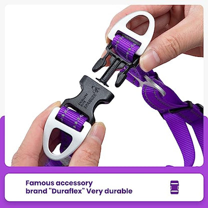 EXCELLENT ELITE SPANKER No Pull Dog Harness Adjustable Nylon Step-in Easy Pet Vest Chest Strap with Reflective and Leash Ring for Small Medium Large Breed Dogs Training Walking(Purple-L) - color: Purple, size: L