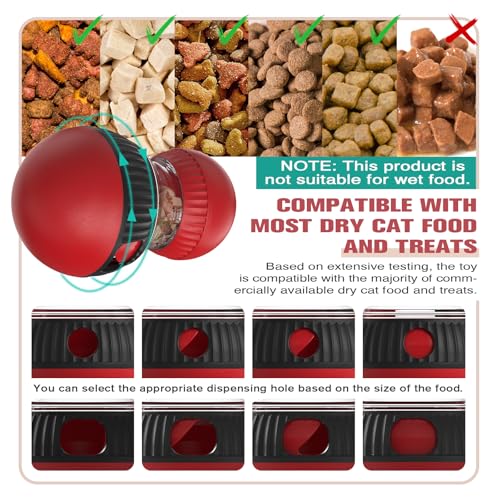 BSISUERM Cat Interactive Toys with Squeaky Sound for Indoor Cats Tracking Rolling Ball Adjustable Kitten Treat Dispensing Food Dispenser Slow Feeder Kitty Puzzle Toy Pet Supplies Birthday Gift