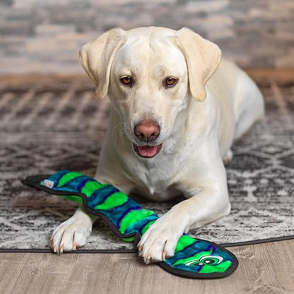 Outward Hound Durablez Large Snake Stuffing-Free Squeaky Plush Dog Toy for Puppies & Dogs - Interactive, Soft Yet Tough, No Mess, Jumbo Squeaker, Long-Lasting Play, 24.5 inch, Blue - color: Blue Snake, size: Large (Pack of 1)