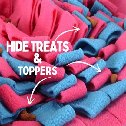 Snuffle Mat for Dogs, Boredom Buster Interactive Puzzle Feeding Mat, Encourages Natural Foraging Skills and Stress Relief Small/Medium/Large Dogs (Pink and Blue) - color: Pink and Blue