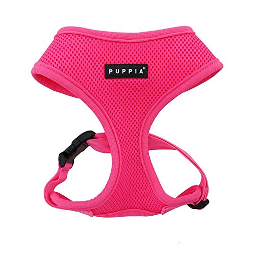 Puppia Soft Harness A L Over-The-Head Soft Mesh Harness Neon Pink - color: PINK, size: Large