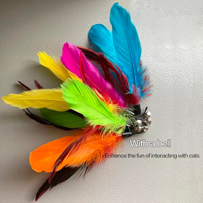 AcceLeah Cat Toy Replacement Feathers Cat Toy Wand Refills, Natural Bird Feathers Dragonfly Worm Refill, Cat Feather Toy Replacement for Cat Wand (17 Pcs (No Eyes)) - color: 17 Pcs (No eyes)