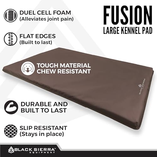 Black Sierra Large Dog Kennel Pad, 1 Inch Thick Padding Measures 30" x 18", Water Resistant Crate Cushion for Hunting or Travel, Durable and Slip Resistant Pet Bedding Mat - size: Large
