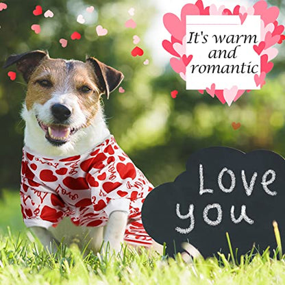 Weewooday 3 Piece Valentine's Day Dog Pajamas Dog Bodysuit & Jumpsuit Set, Heart Pattern Puppy Clothes for Puppy & Cat (L(fit 7.7-9.9lbs)) - size: L(fit 7.7-9.9lbs)