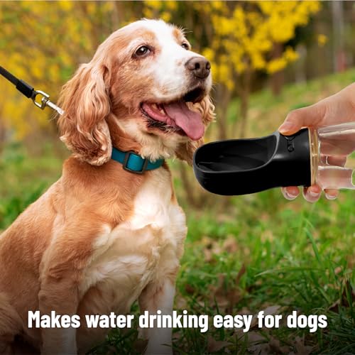 Mr. Pen- Portable Dog Water Bottle, 19 oz, Large, Leak Proof Puppy Water Dispenser with Drinking Feeder for Pets, Outdoor Walking, Hiking, Travel, Not Dishwasher Safe - color: Black