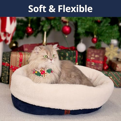 Self Warming Cat Bed, 17.7" x 13.7" Anti-Slip Soft Round Thermal Pet Cushion Bed for Kittens, Cats, Puppies and Small Dogs, Blue - color: Blue