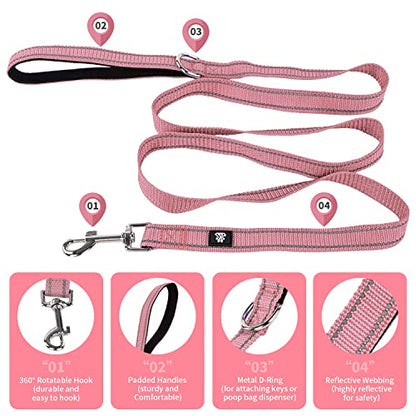Dog Collar and Leash Set,Reflective Dog Collars with Quick Release Buckle,Adjustable Nylon Pet Collar for Small Medium Large Dogs(Small,Pink) - color: Pink, size: Small