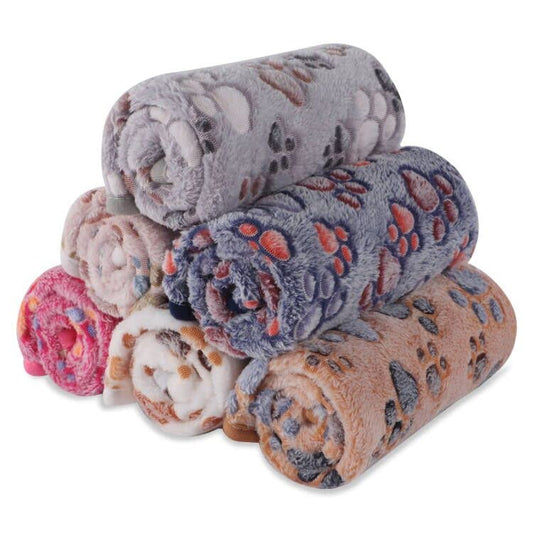 6 Pack Small Dog Blanket, Super Soft Warm Pet Cover Blankets, Paw Print Puppy Fleece Flannel Blanket for Small Medium Dogs and Cats MW003 - color: Multicolored Paw, size: 6 Pack of 29.9x20.5 Inches