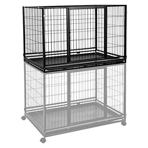 Amazon Basics - Portable Heavy Duty Stackable Dog Pet Kennel with Tray, Black, 48.2" L x 37.8" W x 42.5" H - size: 48.2"L x 37.8"W x 42.5"H