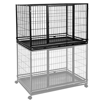 Amazon Basics - Portable Heavy Duty Stackable Dog Pet Kennel with Tray, Black, 48.2" L x 37.8" W x 42.5" H - size: 48.2"L x 37.8"W x 42.5"H