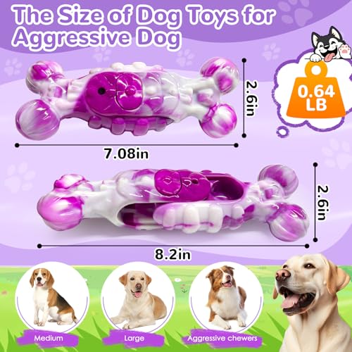 Large Indestructible Dog Toys: Dog Chew Toys for Aggressive Chewers to Keep Them Busy&Reduce Boredom and Anxiety - color: Dark purple