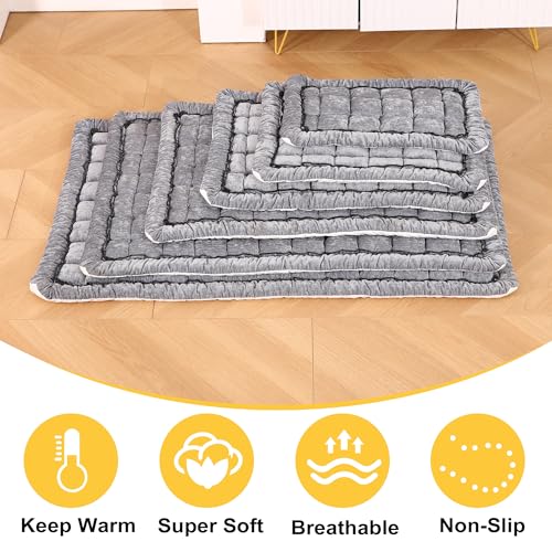 Dog Bed Mats Crate Pad for Small, Medium, Large Dogs, Washable Anti-Slip Pet Bed Mats, Cozy Warm Cat Beds Sleeping Pad (Grey, 36.0" L x 23.0" W x 1.5" Th) - color: Grey, size: 36.0"L x 23.0"W x 1.5"Th