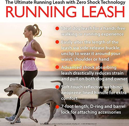 EzyDog Road Runner Hands Free Dog Leash – Waist Leash for Dog Walking, Jogging and Running with Zero Shock Bungee, Reflective Stitching, and Adjustable Waist (Black) - color: Black, size: 7 Foot