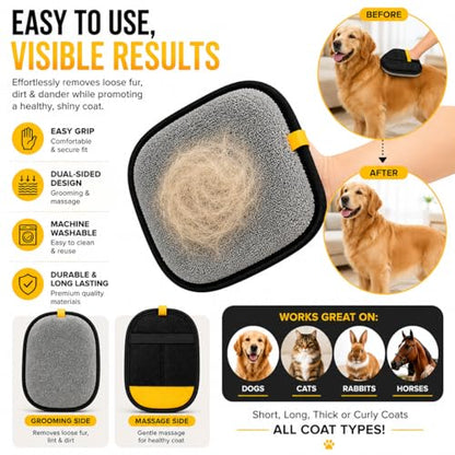 Pet Hair Remover Glove for Dogs & Cats – Reusable Double-Sided Fur Cleaning Mitt for Couch, Carpet, Furniture & Clothes – Easy Lint & Hair Removal Tool