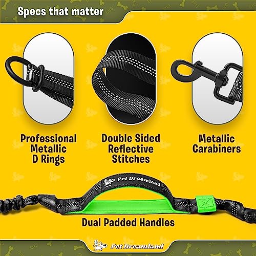 Exquisite Hands-Free Leash for Medium Dogs: Ultimate Comfort & Freedom for Running, Walking, Hiking. Premium Quality, Durable & Versatile Waist Dog Leash Belt. Your Dog Will Love It - color: Black & Green