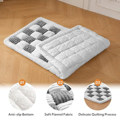 Dog Bed for Car Back Seat Soft Plush Backseat Pet Bed Mat Non-Slip Travel Pet Mat, Fuzzy Plaid Dog Seat Cover, Fit for Backseat Extenders and Trucks SUVs (Gray and White, 54" x 24.8") - color: Gray and White