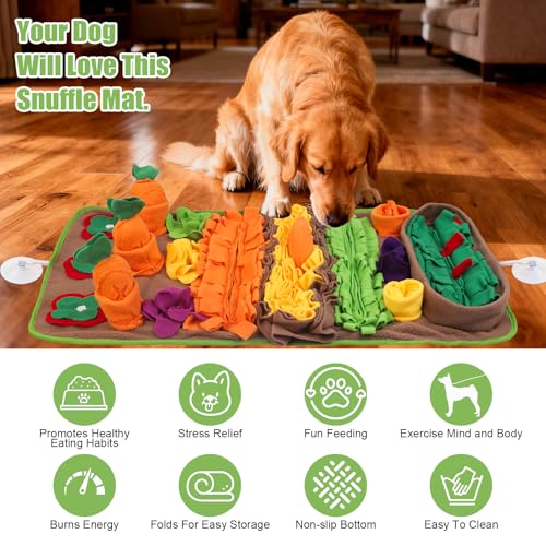 Snuffle Mat for Dogs Large Breed - 32'' X 20'' Washable Durable Sniff Mat for Slow Feeding Training, Enrichment Puzzle Toy for Mental Stimulation & Stress Relief - color: Green-Yellow