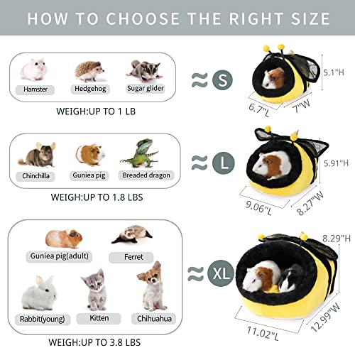 Bunny Hedgehog Guinea Pig Bed Accessories Cage Toys Bearded Dragon House Hamster Supplies Habitat Ferret Rat (XL, Bee) - color: 4-Bee, size: XL