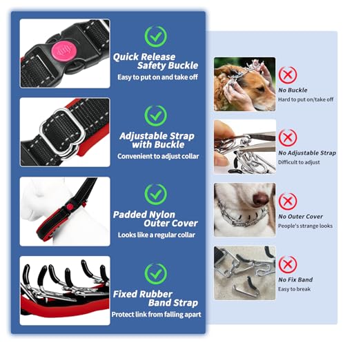 M Red Heavy Duty Nylon No Pull Dog Collar with Buckle, Adjustable Anti Pull Reflective Slip Collar for Large Medium Small Dog Training Walking - color: Black Red, size: M (15"-23" Neck, 1.5" Wide)