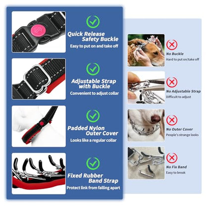 M Red Heavy Duty Nylon No Pull Dog Collar with Buckle, Adjustable Anti Pull Reflective Slip Collar for Large Medium Small Dog Training Walking - color: Black Red, size: M (15"-23" Neck, 1.5" Wide)