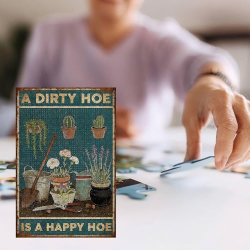 300 Pieces Jigsaw Puzzles for Adults, A Dirty Hoe is A Happy Hoe Gardening Tools Art Puzzle, Stress Relief Concentration Training Brain Teaser Puzzle 15.7x11 Inch - color: Wooden Puzzle1, size: 300 Piece pcs