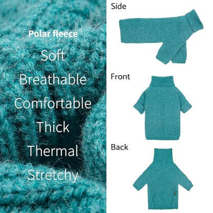 Fitwarm Turtleneck Dog Knitted Sweater, Thermal Winter Clothes for Small Dogs - Boy, Girl, Doggy Pullover Jumper, Pet Outfit, Teal Blue, XS - color: Steel Blue, size: X-Small