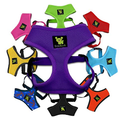 EcoBark Dog Harness - Eco-Friendly Max Comfort Harnesses - Luxurious Soft Mesh Halter - Over the Head Harness Vest- No Pull and No Choke for Puppy, Small Breeds & Medium Dogs (Large, Purple) - color: Purple