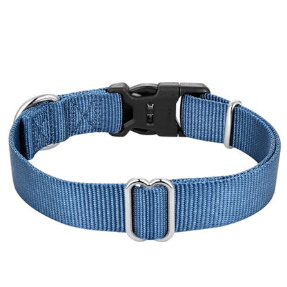 Mikivery Nylon Dog Collar with Quick Release Buckle Soft Adjustable Sturdy for Small Medium Large Dogs Haze Blue,M - color: Haze, size: M：13"-20"