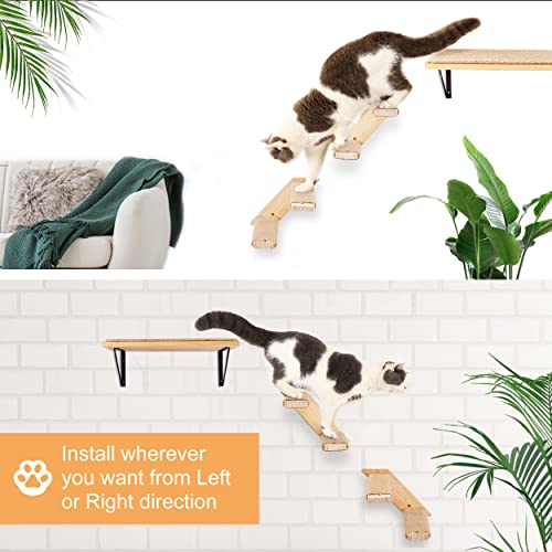 Cat Wall Steps 2-Pack, Two Step Cat Climbing Shelves, Wall-Mounted Reversible Stairway with Durable Sisal Scratching Rope, Ideal for Perching, Climbing, and Playing Furniture - color: 2 Pack 2 Steps