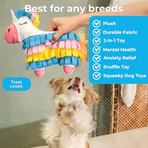 Dog Toys Plush with Squeaky & Treat Hiding Features - Mental Stimulation Enrichment Toy for Large Breed Dogs - Machine Washable Slow Feeder to Keep Dogs Busy，Fiesta Piñata - color: Fiesta Piñata-1