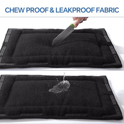 HOMBYS Indestructible Chew Proof Dog Bed with 14 Metal Rivets - Ultra Durable 0.8" Thick Kennel Mat for Aggressive Chewers & Teething Puppies, Waterproof Pet Bed Fits Medium Crates, 35"x22" - size: 35" x 22"