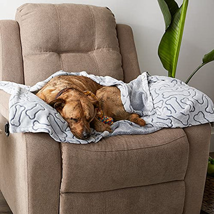 Bone Dry Embossed Bone Print Pet Blanket, 36x48", Gray - color: Gray