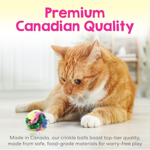 Crinkle Cat Toy Balls 50 Pack | Soft Cat Crinkle Toys for Indoor Cats & Kittens | Food-Grade Acetate Safer Than Mylar | Made in Canada - style: 50 Pack