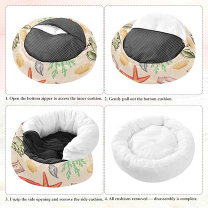 Round Cat Bed Dog Bed,15.7in Seashell Washable Non-Slip Bottom Soft Pet Bed for Small Medium Dogs and Cats - size: 15.7in
