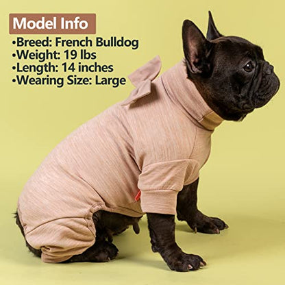 KYEESE Pajamas for Small Dogs - Turtleneck Stretchy Pjs Sweater, Super Soft Warm Material Coats With Bowtie, Onesie Cold Weather Coat, Khaki, S - color: 09# Khaki, size: Small (6-10lbs)