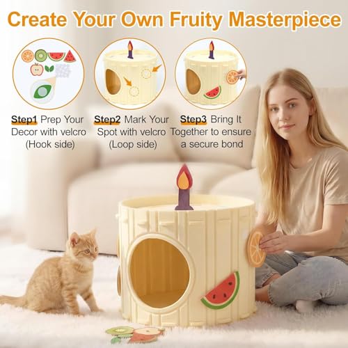 Cat Cave for Indoor Cats, Felt Cat Bed Cave for Large Cats up to 22 Lbs, Scratch Resistant Hideaway Condo, Cozy Enclosed Kitten House with DIY Stickers - color: A-Single Cat House