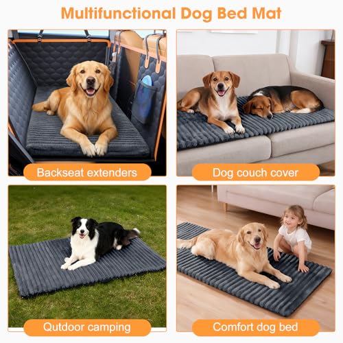 Backseat Pet Bed Mat, Non-Slip Dog Bed for Car Back Seat, Washable Travel Pet Mat with Removable Cover, Dog Seat Covers Protector Fit for Backseat Extenders and Trucks SUVs, 54"x 24.8", Grey - color: Grey