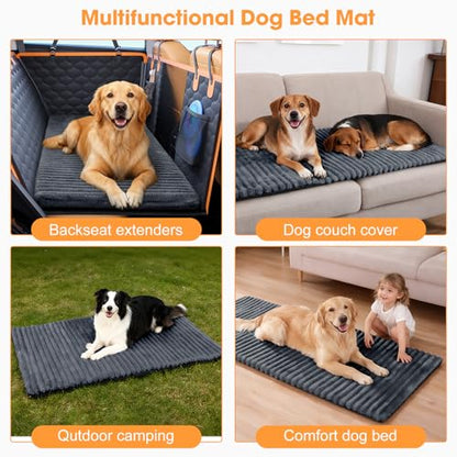 Backseat Pet Bed Mat, Non-Slip Dog Bed for Car Back Seat, Washable Travel Pet Mat with Removable Cover, Dog Seat Covers Protector Fit for Backseat Extenders and Trucks SUVs, 54"x 24.8", Grey - color: Grey