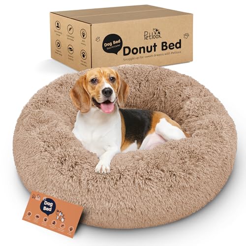 Donut Dog Bed - Premium Comfort for Anxiety Relief - Fluffy & Calming Design with Ultra-Plush Support | Cozy Round Dog Bed with Super Soft Circle Style (Camel, Medium) - color: Camel, size: Medium (30"L x 30"W x 9"Th)