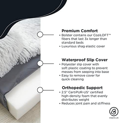 Best Friends by Sheri Nap Mat Dog Bed with Bolster - Washable Crate Pad, Removable Cover, Frost, Medium, 30x17 - size: Medium