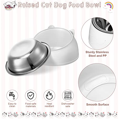 Irenare Elevated Cat Bowls 4 Pack, Stainless Steel Slanted Food Dishes 7 oz, Raised Pet Bowls for Cats Small Breeds, Ergonomic Kitten Puppy Feeding Set for Digestion Health, Easy Clean(6.76oz)