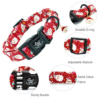 Elegant littlle Tail Christmas Dog Collar, Red Pet Collars Soft Cotton Winter Dog Collar with Quick Release Buckle Pet Puppy Collars for Small Medium Large Dogs - color: Christmas-Santa Claus, size: X-Small (Pack of 1)