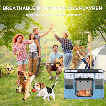 Dog and CAT pop Play Pen,Pets Houses for Dogs and Cats,Indoor&Outdoor Exercise Pen Dog Tent Puppy Playground Large (M, Bule) - color: Blue, style: Medium（31.5"L x 23.6"W x 21.7"H）