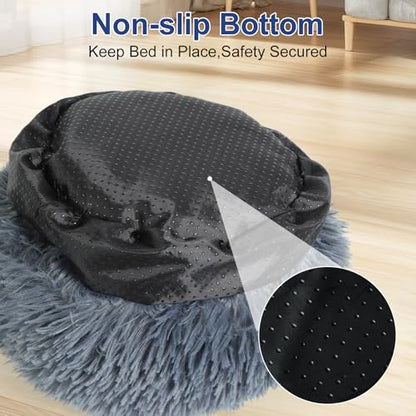 Soothing Guinea Pig Hideout, Doughnut Guinea Pig Bed with Hooded Cover, Washable Hamster Rabbit Bunny Bed, Washable Round Cave Beds for Small Animal Bunny Rabbit Hideout (Black) - color: Black