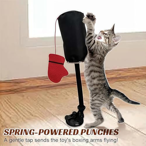 Cat Punching Bag Toy – Interactive Cat Boxing Toy with Springy Bobbing Action, Suction Cup Base, Indoor Kitten Exercise and Fun Activity Cats Boxing (1PC) - color: 1PC