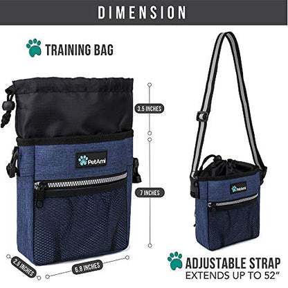 PetAmi Dog Treat Pouch, Pet Treat Pouch for Training, Dog Walking Bag Holder for Kibbles, Pet Food Toy, Dog Trainer Essentials Supplies, Poop Bag Dispenser, 3 Ways to Wear (Heather Navy) - color: Heather Navy